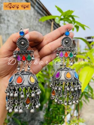 Colorful Handmade Oxidized Jhumka Earrings