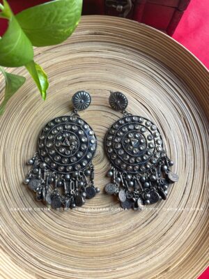 Traditional Silver Oxidized Jhumka Earrings