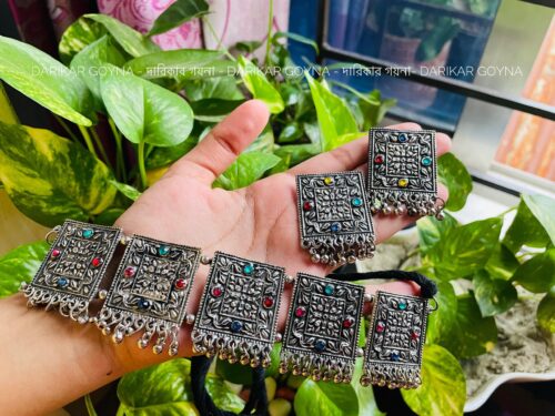 Traditional Oxidized Silver Square Necklace 28 - Image 2