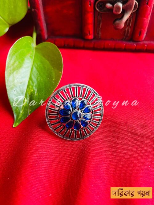 Adjustable Antique Blue Stone Finger Ring
