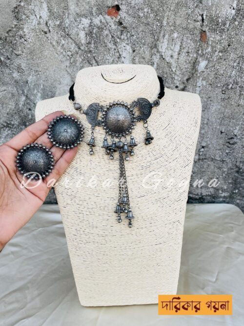 Elegant Oxidized Silver Boho Necklace Set