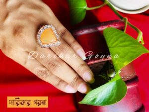 Adjustable Triangular Gemstone Finger Ring - Yellow Color
