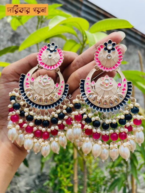 Earring With Stunning Meenakari Work - Multicolor Beads
