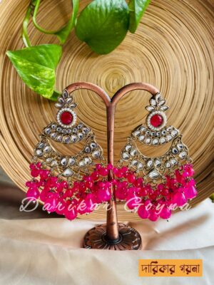 Flowery Beautiful Multani Earrings - Pink
