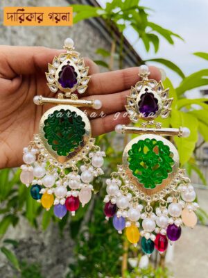 Floral Beautiful Colorful Multani Earring - Multicolor