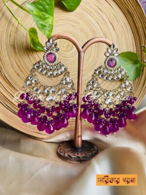 Flowery Beautiful Multani Earrings - Purple