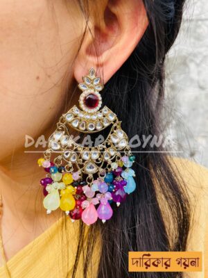 Flowery Beautiful Multani Earrings - Multicolor