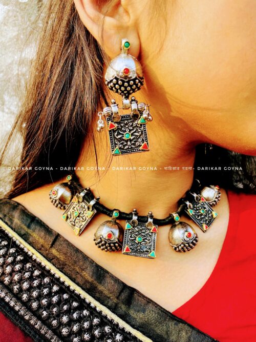 Traditional German Silver Different Shapes Choker Set
