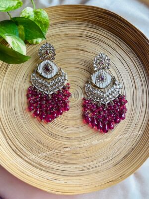 Multani Gorgeous Earring With Beads - Pink