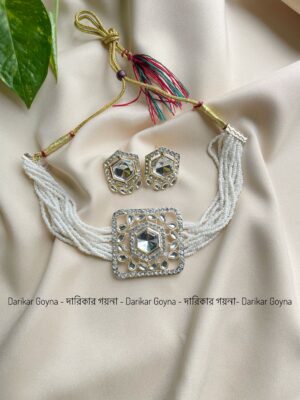 Gorgeous White Multani Necklace Set With Big White Stones