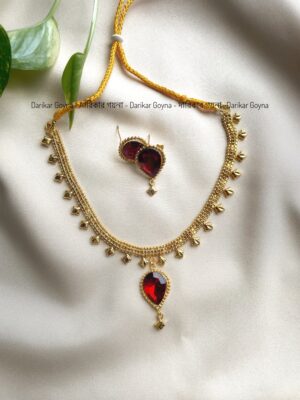 Red Gemstone Featured Golden Gorgeous Necklace Set
